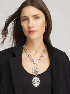 Chico’s Originals Art Deco Crystal Y-Necklace.